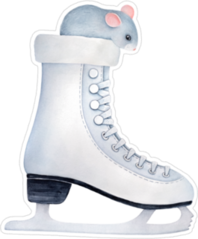Gray Mouse Inside Ice Skate Sticker
