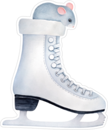 Gray Mouse Inside Ice Skate Sticker