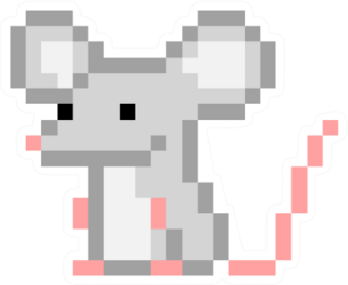 Gray Pixel Art Sitting Rat Character Sticker