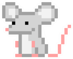 Gray Pixel Art Sitting Rat Character Sticker