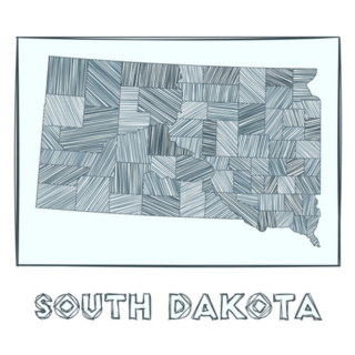 Grayscale Sketch Map Of South Dakota Sticker
