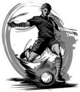 Grayscale Soccer Player Kicking Ball Sticker