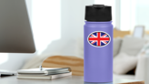 Great Britain GB Flag Oval With No Words Sticker on a Water Bottle (New) example