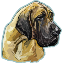 Great Dane On Blue Sticker