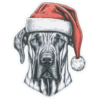 Great Dane Santa Sticker