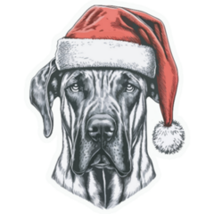 Great Dane Santa Sticker