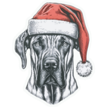 Great Dane Santa Sticker
