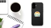 Great Dane Sunset Sticker on a Phone (New) example