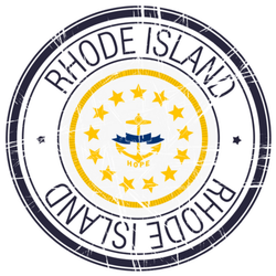 Great State Of Rhode Island Postal Stamp With Flag Sticker