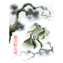 Great Wall Of China Pine Branch Traditional Illustration Sticker