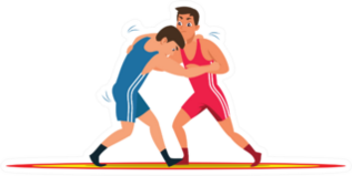 Greco Roman Wrestling Flat Illustration Sticker