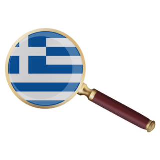 Greece Flag In Magnifying Lens Illustration Sticker
