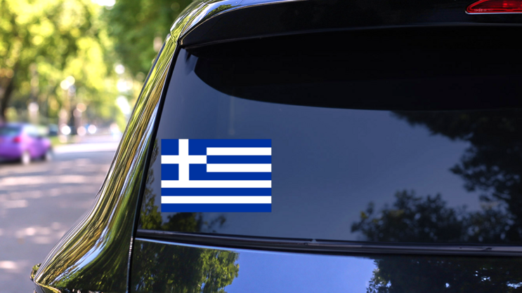Greece Flag Sticker on a Rear Car Window (New) example