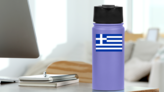 Greece Flag Sticker on a Water Bottle (New) example