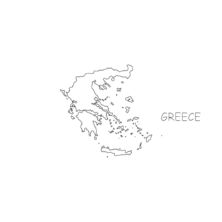 Greece Map Black Line Art Sticker