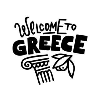 Greece Welcome Card Hand Drawn Lettering Sticker