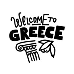 Greece Welcome Card Hand Drawn Lettering Sticker