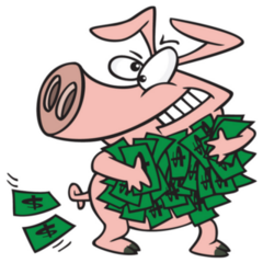 Greedy Cartoon Pig Sticker