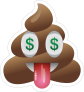 Greedy Poop Emoji Sticker