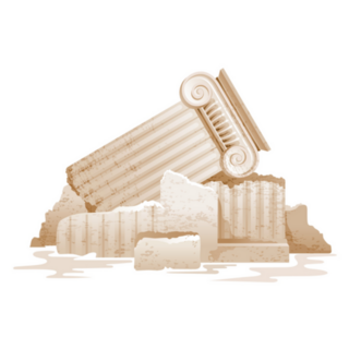 Greek Column Broken Pillar Illustration Sticker