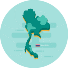 Green 3d Map Of Thailand Abstract Sticker