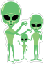 Green Alien Family Sticker