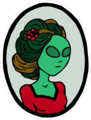Green Alien Portrait Sticker