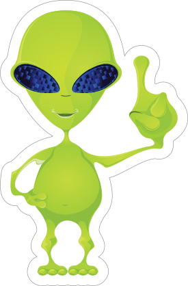 Green Alien with an Idea Sticker