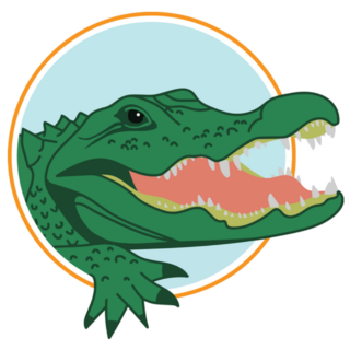 Green Alligator Logo In Blue Circle Sticker