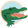 Green Alligator Logo In Blue Circle Sticker