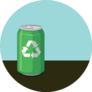 Green Aluminum Can With Recycling Symbol Sticker