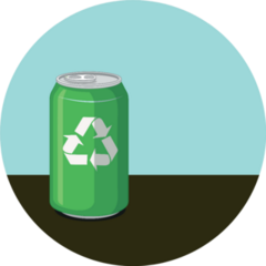 Green Aluminum Can With Recycling Symbol Sticker