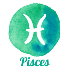 Green and Blue Watercolor Pisces Zodiac Sticker