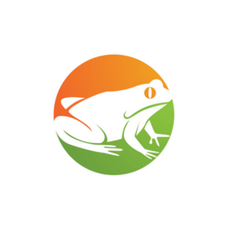 Green and Orange Frog Circle Logo Sticker