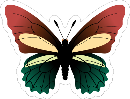Green and Red Butterfly Sticker