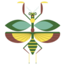 Green And Yellow Praying Mantis Geometric Icon Sticker