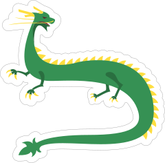 Green and Yellow Wyrm Dragon Sticker