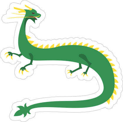 Green and Yellow Wyrm Dragon Sticker