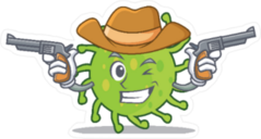 Green Bacteria Cowboy Sticker