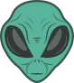 Green Blue Alien Face Sticker