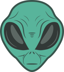 Green Blue Alien Face Sticker