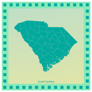 Green Border Map Of South Carolina Sticker