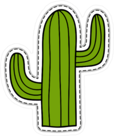 Green Cactus Doodle Sticker