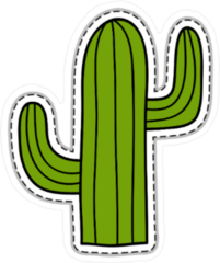 Green Cactus Doodle Sticker