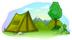 Green Campsite Sticker