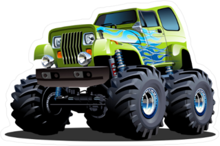 Green Cartoon Monster Truck Sticker