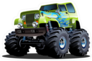 Green Cartoon Monster Truck Sticker
