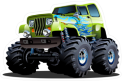 Green Cartoon Monster Truck Sticker