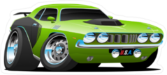 Green Cartoon Muscle Car Sticker