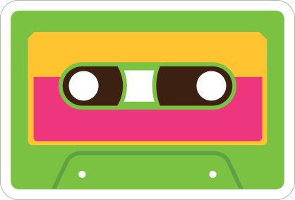 Green Cassette Tape Hippie Sticker